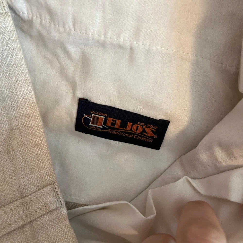 Charleston Khakis 35R Subtle Chevron Pleated Cuffed Beige Preppy Casual Pants